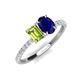 5 - Galina 7x5 mm Emerald Cut Peridot and 8x6 mm Oval Blue Sapphire 2 Stone Duo Ring 