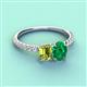 4 - Galina 7x5 mm Emerald Cut Peridot and 8x6 mm Oval Emerald 2 Stone Duo Ring 