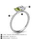 6 - Galina 7x5 mm Emerald Cut Peridot and GIA Certified 8x6 mm Oval Diamond 2 Stone Duo Ring 