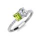 5 - Galina 7x5 mm Emerald Cut Peridot and GIA Certified 8x6 mm Oval Diamond 2 Stone Duo Ring 