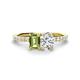 1 - Galina 7x5 mm Emerald Cut Peridot and 8x6 mm Oval Forever One Moissanite 2 Stone Duo Ring 