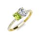 5 - Galina 7x5 mm Emerald Cut Peridot and 8x6 mm Oval Forever One Moissanite 2 Stone Duo Ring 