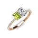 5 - Galina 7x5 mm Emerald Cut Peridot and 8x6 mm Oval Forever One Moissanite 2 Stone Duo Ring 