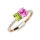 5 - Galina 7x5 mm Emerald Cut Peridot and 8x6 mm Oval Pink Sapphire 2 Stone Duo Ring 