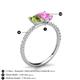 6 - Galina 7x5 mm Emerald Cut Peridot and 8x6 mm Oval Pink Sapphire 2 Stone Duo Ring 