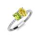 5 - Galina 7x5 mm Emerald Cut Peridot and 8x6 mm Oval Yellow Sapphire 2 Stone Duo Ring 