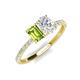5 - Galina 7x5 mm Emerald Cut Peridot and 8x6 mm Oval White Sapphire 2 Stone Duo Ring 
