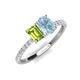 5 - Galina 7x5 mm Emerald Cut Peridot and 8x6 mm Oval Aquamarine 2 Stone Duo Ring 