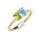 5 - Galina 7x5 mm Emerald Cut Peridot and 8x6 mm Oval Aquamarine 2 Stone Duo Ring 