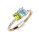 5 - Galina 7x5 mm Emerald Cut Peridot and 8x6 mm Oval Aquamarine 2 Stone Duo Ring 