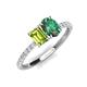 5 - Galina 7x5 mm Emerald Cut Peridot and 8x6 mm Oval Lab Created Alexandrite 2 Stone Duo Ring 