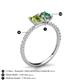 6 - Galina 7x5 mm Emerald Cut Peridot and 8x6 mm Oval Lab Created Alexandrite 2 Stone Duo Ring 