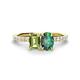 1 - Galina 7x5 mm Emerald Cut Peridot and 8x6 mm Oval Lab Created Alexandrite 2 Stone Duo Ring 