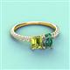 4 - Galina 7x5 mm Emerald Cut Peridot and 8x6 mm Oval Lab Created Alexandrite 2 Stone Duo Ring 