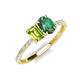5 - Galina 7x5 mm Emerald Cut Peridot and 8x6 mm Oval Lab Created Alexandrite 2 Stone Duo Ring 