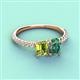 4 - Galina 7x5 mm Emerald Cut Peridot and 8x6 mm Oval Lab Created Alexandrite 2 Stone Duo Ring 