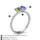 6 - Galina 7x5 mm Emerald Cut Peridot and 8x6 mm Oval Tanzanite 2 Stone Duo Ring 