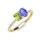 5 - Galina 7x5 mm Emerald Cut Peridot and 8x6 mm Oval Tanzanite 2 Stone Duo Ring 