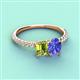 4 - Galina 7x5 mm Emerald Cut Peridot and 8x6 mm Oval Tanzanite 2 Stone Duo Ring 