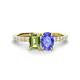 1 - Galina 7x5 mm Emerald Cut Peridot and 8x6 mm Oval Tanzanite 2 Stone Duo Ring 