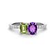 1 - Galina 7x5 mm Emerald Cut and 8x6 mm Oval Peridot 2 Stone Duo Ring 