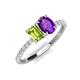 5 - Galina 7x5 mm Emerald Cut and 8x6 mm Oval Peridot 2 Stone Duo Ring 