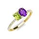5 - Galina 7x5 mm Emerald Cut and 8x6 mm Oval Peridot 2 Stone Duo Ring 