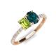 5 - Galina 7x5 mm Emerald Cut Peridot and 8x6 mm Oval London Blue Topaz 2 Stone Duo Ring 