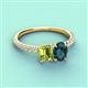 4 - Galina 7x5 mm Emerald Cut Peridot and 8x6 mm Oval London Blue Topaz 2 Stone Duo Ring 