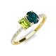 5 - Galina 7x5 mm Emerald Cut Peridot and 8x6 mm Oval London Blue Topaz 2 Stone Duo Ring 