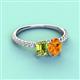 4 - Galina 7x5 mm Emerald Cut Peridot and 8x6 mm Oval Citrine 2 Stone Duo Ring 