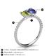 6 - Galina 7x5 mm Emerald Cut Peridot and 8x6 mm Oval Iolite 2 Stone Duo Ring 