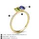 6 - Galina 7x5 mm Emerald Cut Peridot and 8x6 mm Oval Iolite 2 Stone Duo Ring 