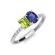 5 - Galina 7x5 mm Emerald Cut Peridot and 8x6 mm Oval Iolite 2 Stone Duo Ring 