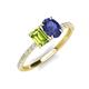 5 - Galina 7x5 mm Emerald Cut Peridot and 8x6 mm Oval Iolite 2 Stone Duo Ring 