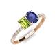 5 - Galina 7x5 mm Emerald Cut Peridot and 8x6 mm Oval Iolite 2 Stone Duo Ring 