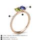6 - Galina 7x5 mm Emerald Cut Peridot and 8x6 mm Oval Iolite 2 Stone Duo Ring 