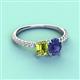 4 - Galina 7x5 mm Emerald Cut Peridot and 8x6 mm Oval Iolite 2 Stone Duo Ring 