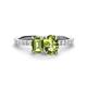 1 - Galina 7x5 mm Emerald Cut Peridot and 8x6 mm Oval Peridot 2 Stone Duo Ring 
