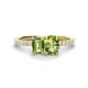 1 - Galina 7x5 mm Emerald Cut Peridot and 8x6 mm Oval Peridot 2 Stone Duo Ring 