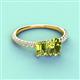 4 - Galina 7x5 mm Emerald Cut Peridot and 8x6 mm Oval Peridot 2 Stone Duo Ring 