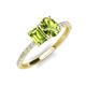 5 - Galina 7x5 mm Emerald Cut Peridot and 8x6 mm Oval Peridot 2 Stone Duo Ring 