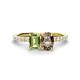 1 - Galina 7x5 mm Emerald Cut Peridot and 8x6 mm Oval Smoky Quartz 2 Stone Duo Ring 