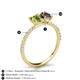 6 - Galina 7x5 mm Emerald Cut Peridot and 8x6 mm Oval Smoky Quartz 2 Stone Duo Ring 