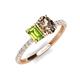 5 - Galina 7x5 mm Emerald Cut Peridot and 8x6 mm Oval Smoky Quartz 2 Stone Duo Ring 