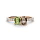 1 - Galina 7x5 mm Emerald Cut Peridot and 8x6 mm Oval Smoky Quartz 2 Stone Duo Ring 