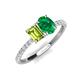 5 - Galina 7x5 mm Emerald Cut Peridot and 8x6 mm Oval Emerald 2 Stone Duo Ring 