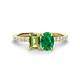 1 - Galina 7x5 mm Emerald Cut Peridot and 8x6 mm Oval Emerald 2 Stone Duo Ring 