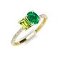5 - Galina 7x5 mm Emerald Cut Peridot and 8x6 mm Oval Emerald 2 Stone Duo Ring 