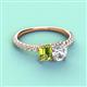 4 - Galina 7x5 mm Emerald Cut Peridot and IGI Certified 8x6 mm Oval Lab Grown Diamond 2 Stone Duo Ring 